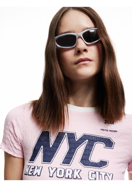 Bürümcük Simli Baskılı Kısa Kollu Bisiklet Yaka Slim Fit Tişört fiyatları