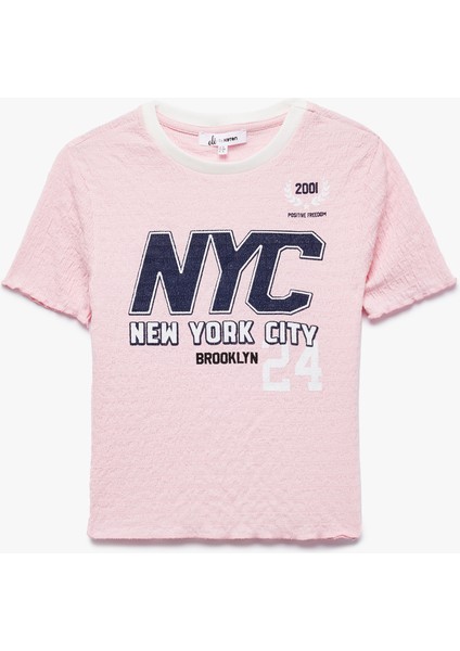 Bürümcük Simli Baskılı Kısa Kollu Bisiklet Yaka Slim Fit Tişört modelleri