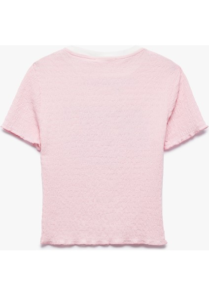 Bürümcük Simli Baskılı Kısa Kollu Bisiklet Yaka Slim Fit Tişört fırsatları