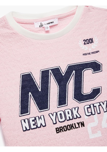 Bürümcük Simli Baskılı Kısa Kollu Bisiklet Yaka Slim Fit Tişört indirimleri