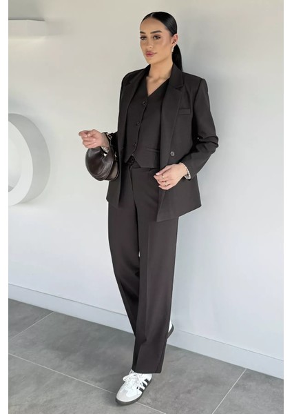 Kadın Yelek Blazer Ceket Pantolon Üçlü Takım P-00019230