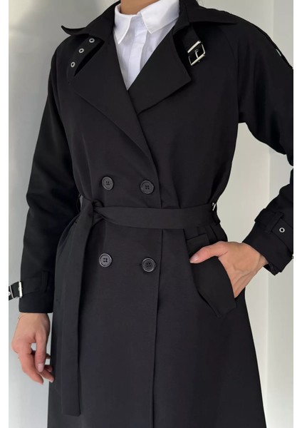 Kadın Iç Astarlı Bel Kuşak Detaylı Trençkot P-00019234