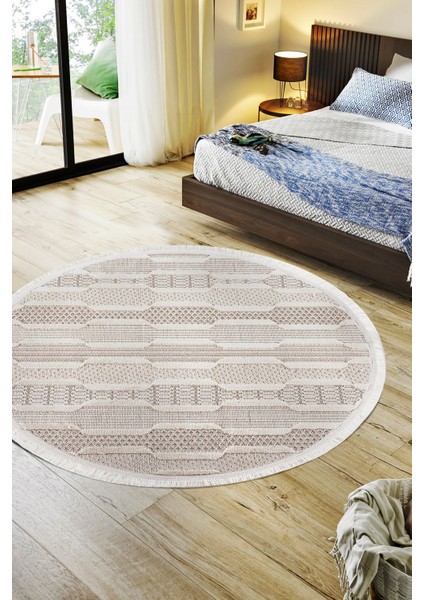 Enti Bonn 8801 Krem Daire Iskandinav Halı Salon Halısı Kesme Halı Yolluk