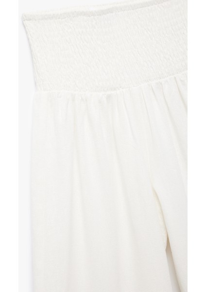 Beli Gipeli Rahat Kalıp Keten Karışımlı Geniş Paça Pantolon indirimleri