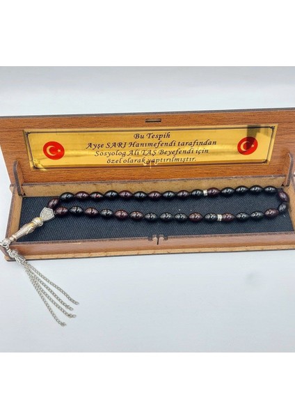 Mavi&siyah Alpaka Püsküllü Arpa Kesim Ateş Kehribar Tespih (Ahşap Kutulu) indirimleri