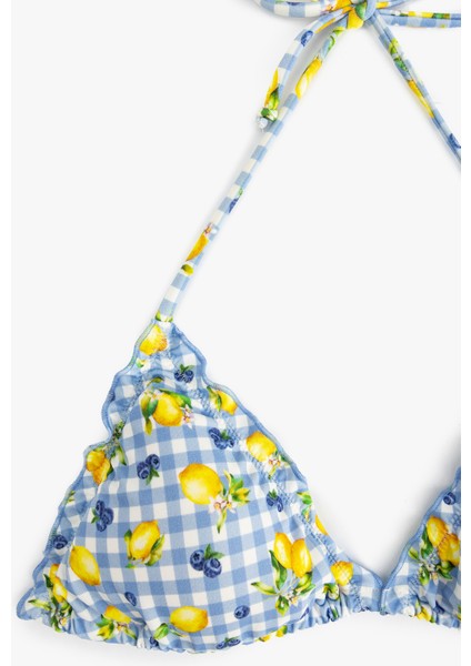 Pötikareli Limon Baskılı Üçgen Bikini Üstü modelleri