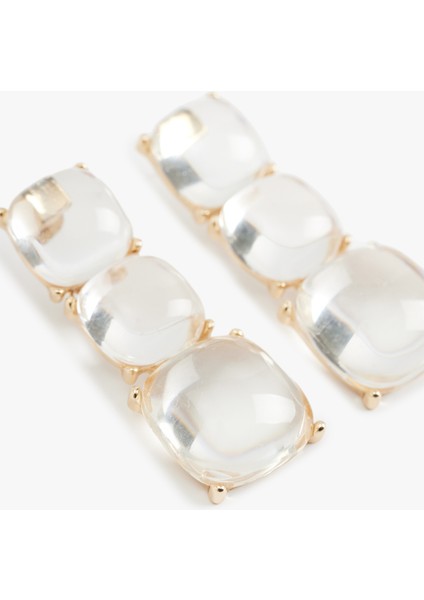 Sallantılı Büyük Boy Şeffaf Geometrik Küpe modelleri