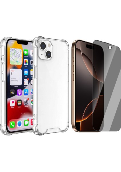 Apple iPhone 15 Kılıf Zore Nitro Anti Shock Silikon Kılıf + Hayalet Ekran Koruyucu