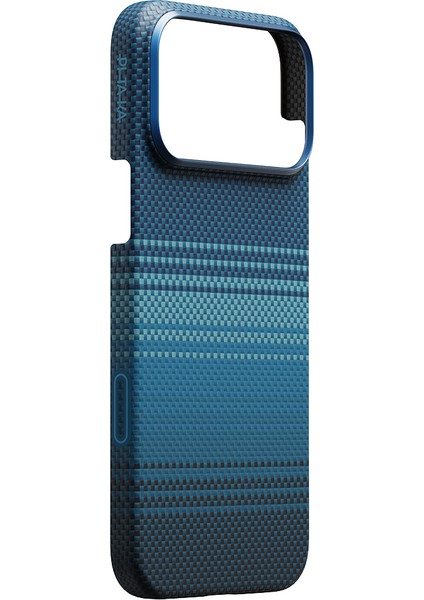 iPhone 17 Pro Uyumlu Kılıf M-Safe Şarjlı Aramid Pitaka Tactile Woven Serisi Kapak Mavi modelleri