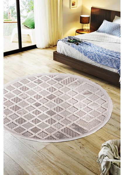 Enti Bonn 8802 Krem Daire Iskandinav Halı Salon Halısı Kesme Halı Yolluk