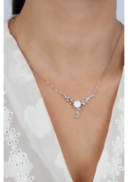 Sedef Çiçek Detaylı Gold Zarif Kolye fiyatları