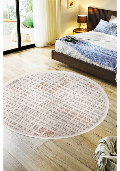 Enti Bonn 8809 Bej Daire Iskandinav Halı Salon Halısı Kesme Halı Yolluk