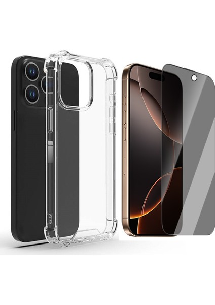 Apple iPhone 15 Pro Kılıf Zore Nitro Anti Shock Silikon Kılıf + Hayalet Ekran Koruyucu