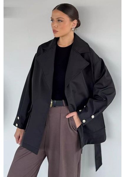 Kadın Bel Kuşaklı Çift Cepli Trençkot P-00019087 modelleri