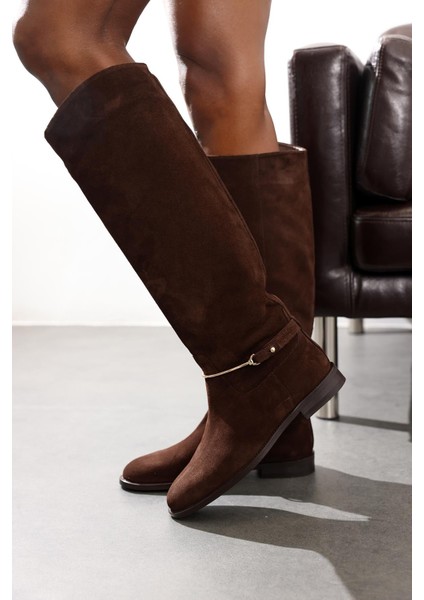 Kahverengi Süet Klasik Binici Çizme 24449