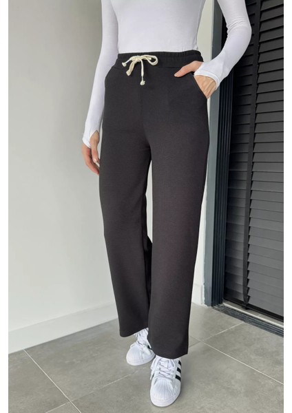 Kadın Bel Lastikli Kendinden Desenli Pantolon P-00019079