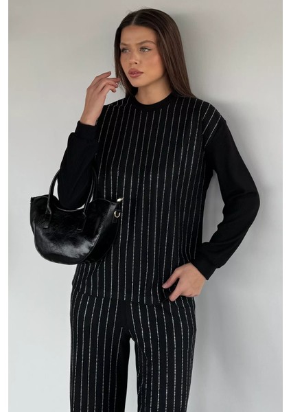 Kadın Bisiklet Yaka Taş Işlemeli Kazak Bel Lastikli Pantolon Ikili Takım P-00018981 fiyatları