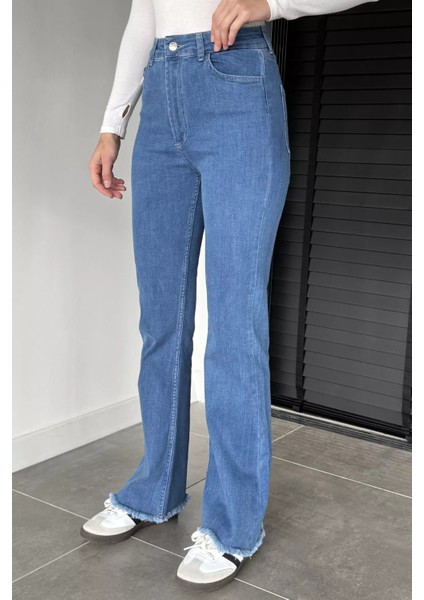 Kadın Paça Püsküllü Yüksek Bel Jean Kot Pantolon P-00019101 fiyatları