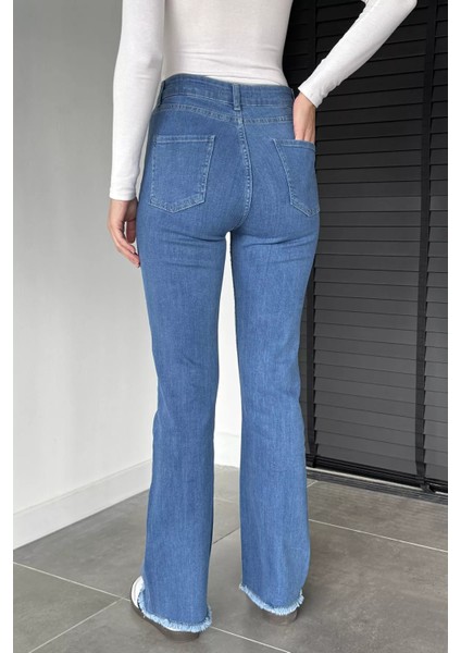 Kadın Paça Püsküllü Yüksek Bel Jean Kot Pantolon P-00019101 modelleri