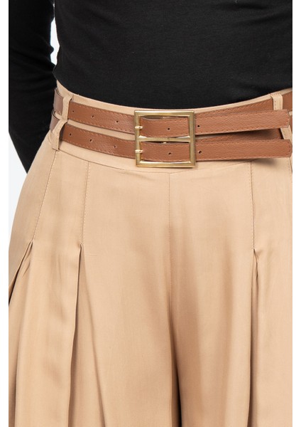 Kemer Detaylı Çift Pilikaşeli Beli Lastikli Bol Paça Pantolon fırsatları