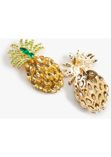 Büyük Boy Taş Detaylı Çok Renkli Ananas Küpe fiyatları