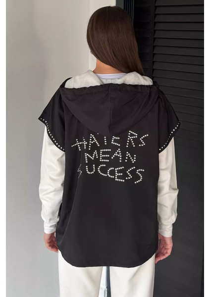 Kadın Kapüşonlu Taş Işlemeli Fermuarlı Garnili Sweatshirt P-00019083 modelleri