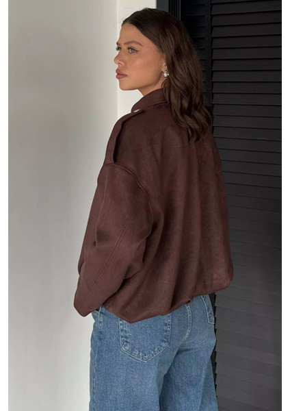 Kadın Bel Büzgülü Fermuarlı ve Çıtçıtlı Süet Ceket P-00019075 fırsatları