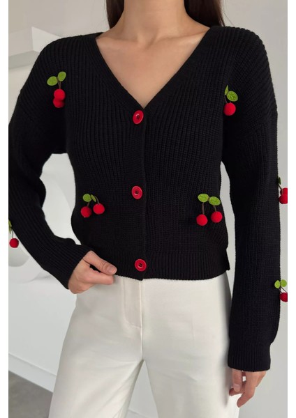 Kiraz Aksesuarlı Kadın Triko Hırka ( S,m,l Uyumludur) P-00018839 modelleri