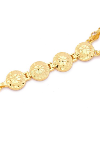 altın kaplama çiçek desenli çeyrekli bileklik blk-1194 modelleri