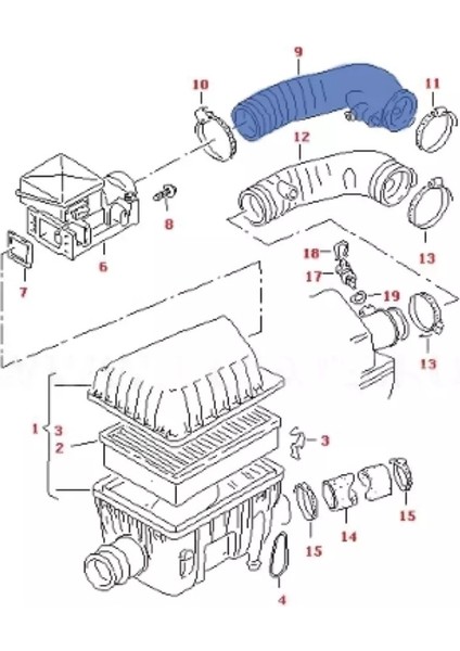 Volkswagen Vw Golf 3 1992-1997 Uyumlu 1.6 Aft Aeh Akl Apf Aur Motor Hava Filtre Hortumu 6K0129627N