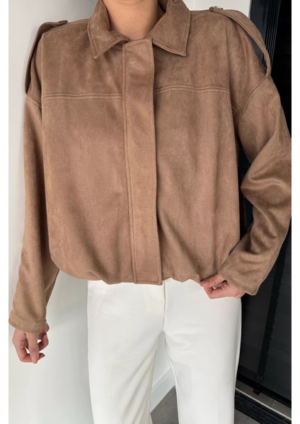 Kadın Bel Büzgülü Fermuarlı ve Çıtçıtlı Süet Ceket P-00019075 fiyatları