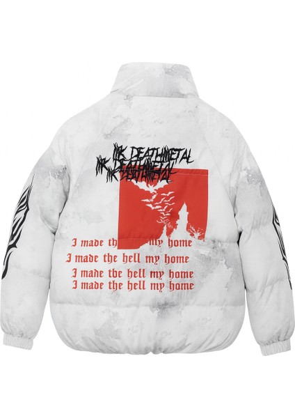 Erkek Astarlı Su ve Rüzgar Geçirmez Dik Yaka Baskılı Şişme Mont fiyatları