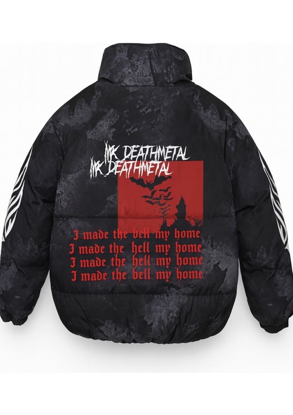 Erkek Astarlı Su ve Rüzgar Geçirmez Dik Yaka Baskılı Şişme Mont fiyatları