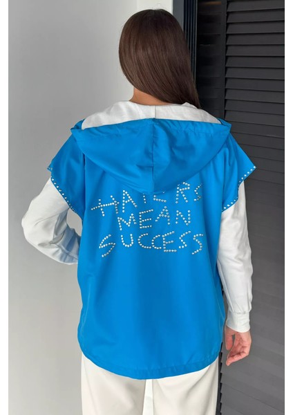 Kadın Kapüşonlu Taş Işlemeli Fermuarlı Garnili Sweatshirt P-00019083 fırsatları