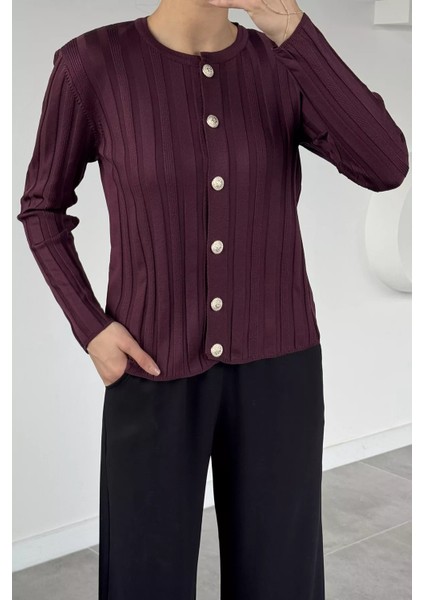 Kadın Düğme Detaylı Triko Hırka (M-L-Xl Uyumludur) P-00018886 modelleri