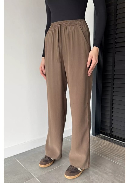 Kadın Bel Lastikli Yüksek Bel Palazzo Pantolon P-00019069