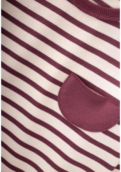 Çizgili Sweatshirt Takım 1-7 Yaş Mürdüm modelleri