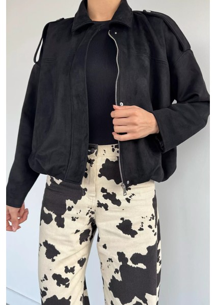 Kadın Bel Büzgülü Fermuarlı ve Çıtçıtlı Süet Ceket P-00019075 fiyatları