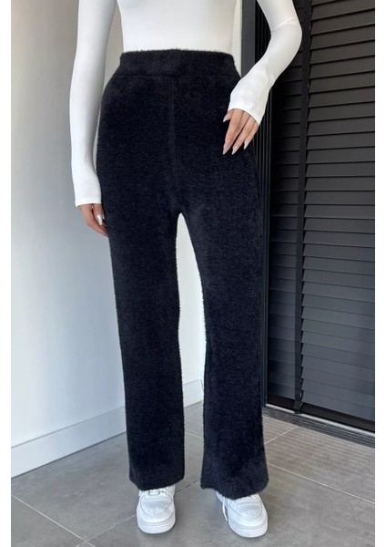 Kadın Bel Lastikli Yüksek Bel Yumoş Sakallı Triko Pantolon P-00018978