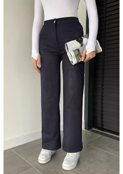 Kadın Yüksek Bel Palazzo Süet Pantolon P-00019072