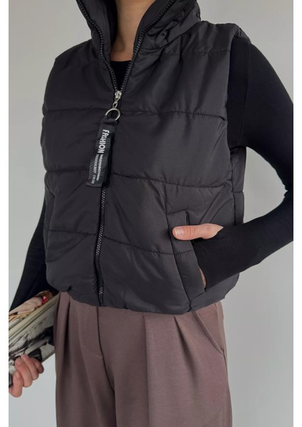 Kadın Çift Cepli Dik Yaka Bel Lastikli Şişme Yelek P-00019085 fiyatları