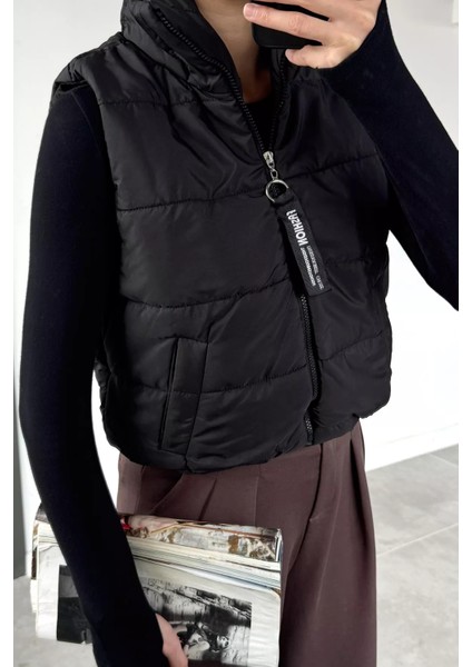 Kadın Çift Cepli Dik Yaka Bel Lastikli Şişme Yelek P-00019085 fırsatları