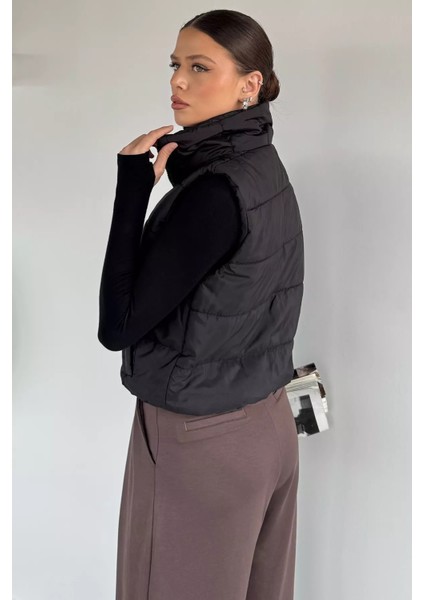 Kadın Çift Cepli Dik Yaka Bel Lastikli Şişme Yelek P-00019085 indirimleri