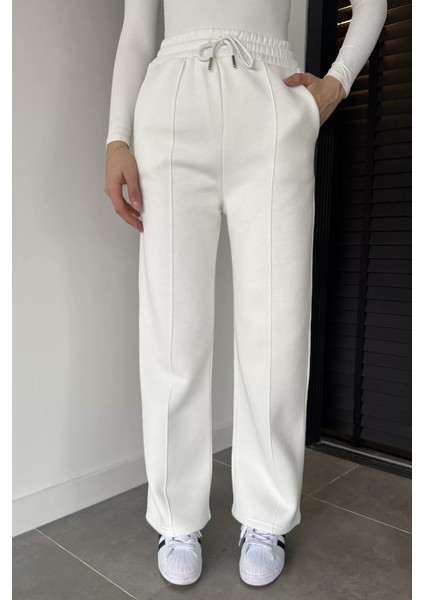 Kadın Bel Lastikli Yüksek Bel Çimalı Şardonlu Eşofman Altı P-00019074