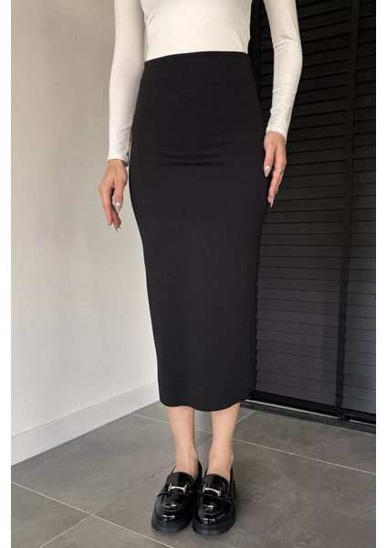 Kadın Likralı Yırtmaç Detaylı Midi Boy Kalem Etek P-00019071 fiyatları