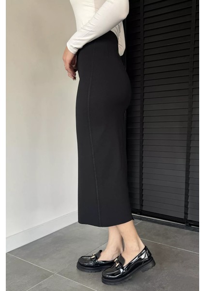 Kadın Likralı Yırtmaç Detaylı Midi Boy Kalem Etek P-00019071 modelleri