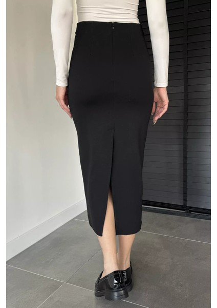 Kadın Likralı Yırtmaç Detaylı Midi Boy Kalem Etek P-00019071 fırsatları