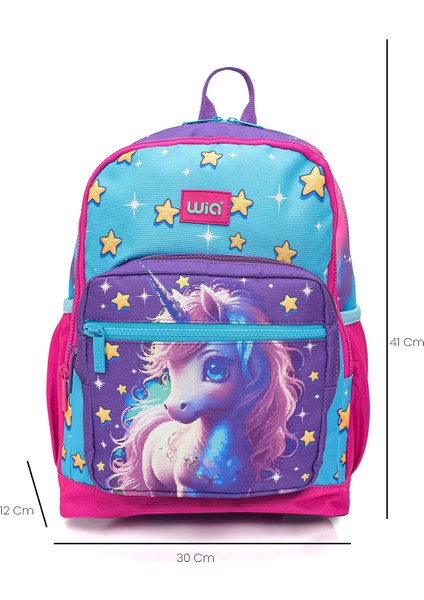 Kız Çocuk Unicorn Desenli 3'lü Okul Çanta Seti Pembe