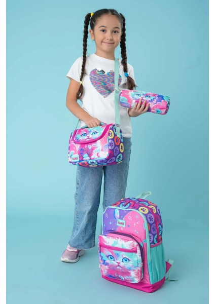 Cat Kız Çocuk 3'lü Okul Çanta Seti Pembe
