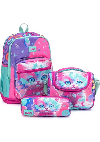 Cat Kız Çocuk 3'lü Okul Çanta Seti Pembe